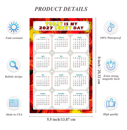 2027 Magnetic Calendar - Calendar Magnets - Today is my Lucky Day - (Fade, Tear, and Water Resistant) - Themed 031