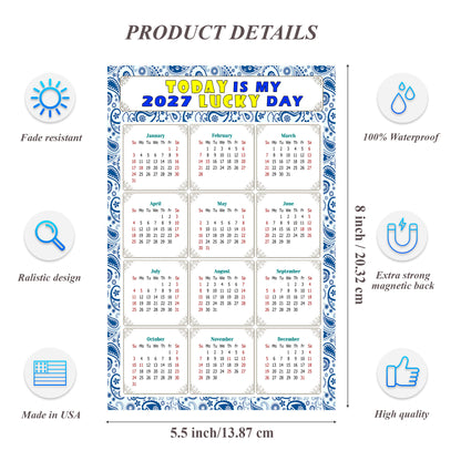 2027 Magnetic Calendar - Calendar Magnets - Today is my Lucky Day - (Fade, Tear, and Water Resistant) - Themed 044