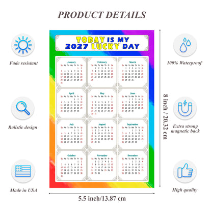 2027 Magnetic Calendar - Calendar Magnets - Today is my Lucky Day - (Fade, Tear, and Water Resistant) - Themed 043