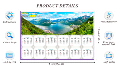 2027 Magnetic Calendar - Calendar Magnets - Today is my Lucky Day (Hallstatt mountain village, Salzkammergut, Austria)