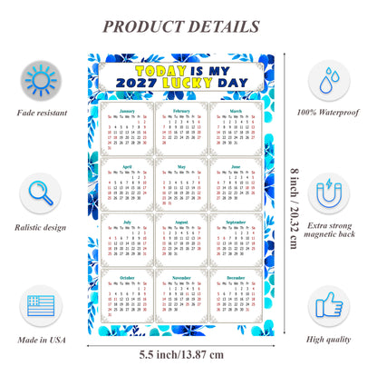 2027 Magnetic Calendar - Calendar Magnets - Today is my Lucky Day - (Fade, Tear, and Water Resistant) - Themed 012