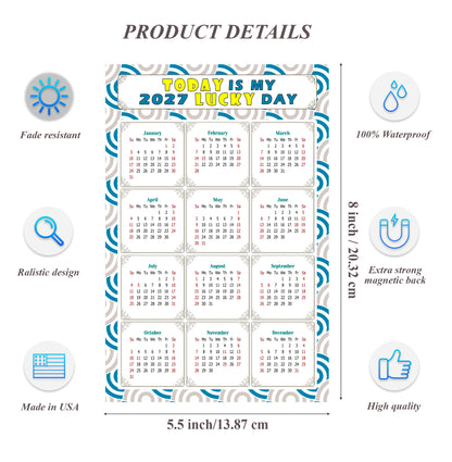 2027 Magnetic Calendar - Calendar Magnets - Today is my Lucky Day - (Fade, Tear, and Water Resistant) - Themed 036