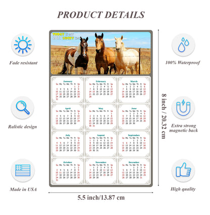 2027 Magnetic Calendar - Calendar Magnets - Today is my Lucky Day - (Fade, Tear, and Water Resistant) - Horses Themed 07