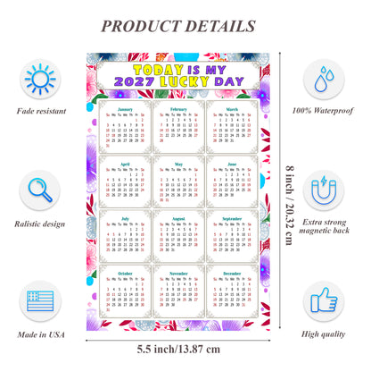 2027 Magnetic Calendar - Calendar Magnets - Today is my Lucky Day - (Fade, Tear, and Water Resistant) - Themed 017
