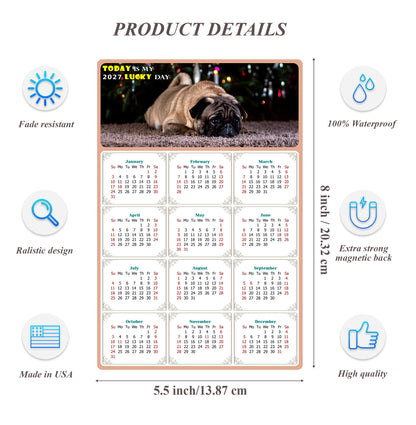 2027 Magnetic Calendar - Today is My Lucky Day (Fade, Tear, and Water Resistant)- Dogs Themed 02