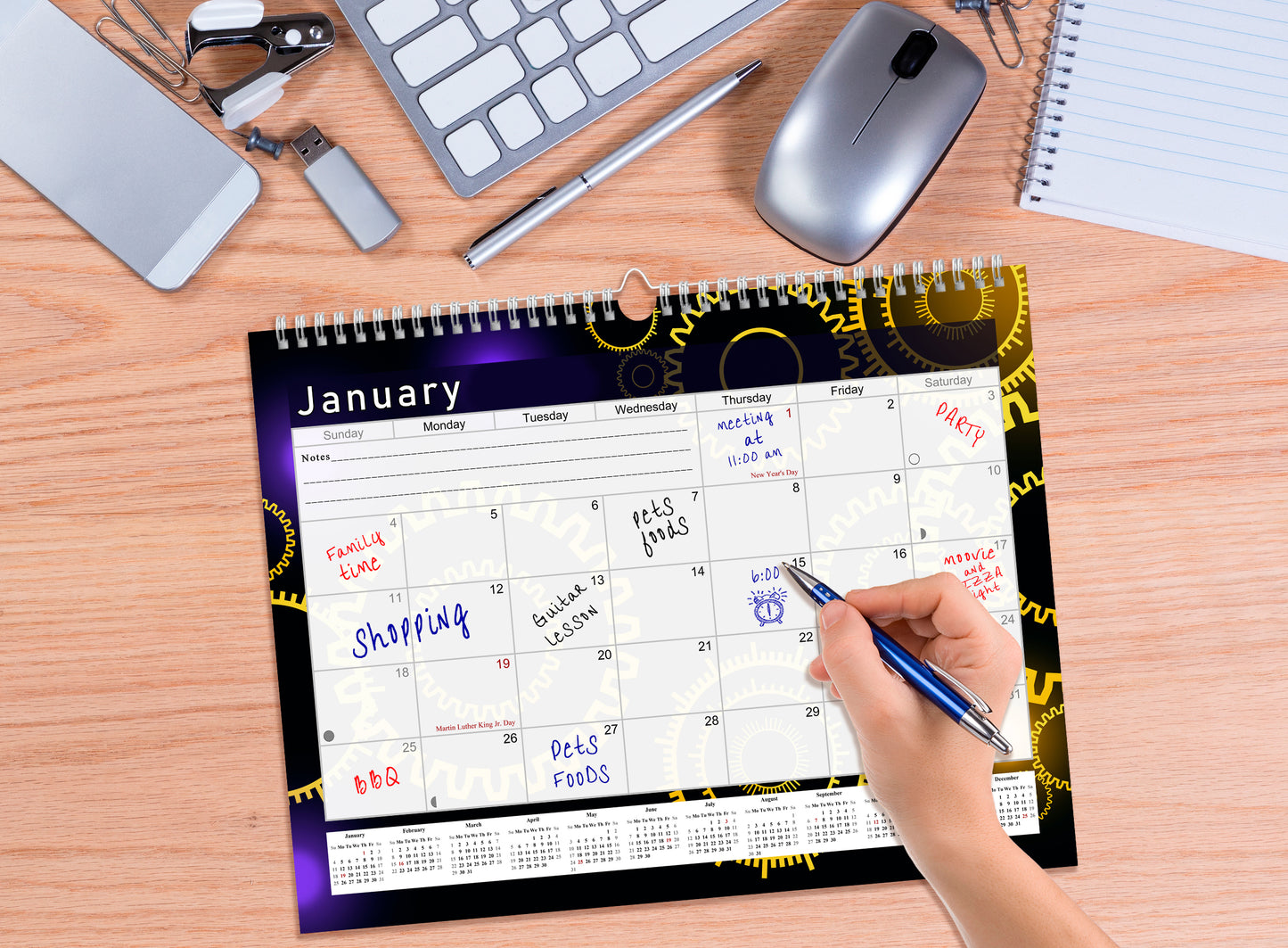 2026-2027 Monthly Spiral-Bound Wall / Desk Calendar - Desktop / Wall Blotter Calendar / Planner - (Edition #09)