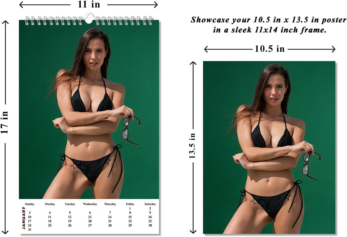 2027 Wall Oversized Poster Swimsuit Bikini Women Calendar - 12 Months