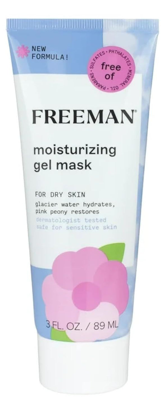 Freeman Moisturizing Gel Mask, Pink Peony and Glacier Water, For Dry Skin, 3 oz