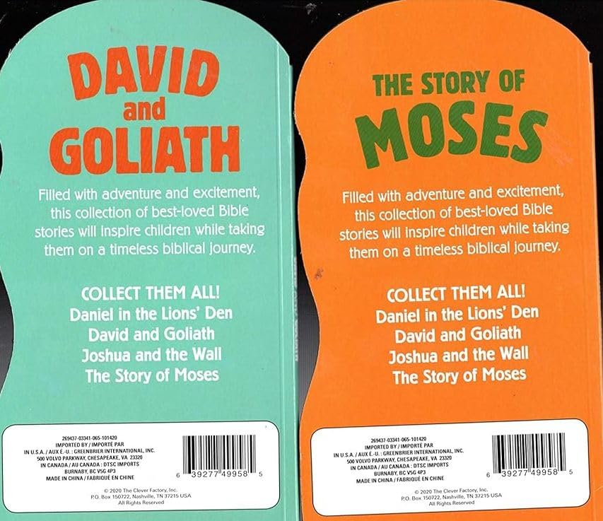 David and Goliath, The Story of Moses - Children's Board Book (Set of 2 Books)