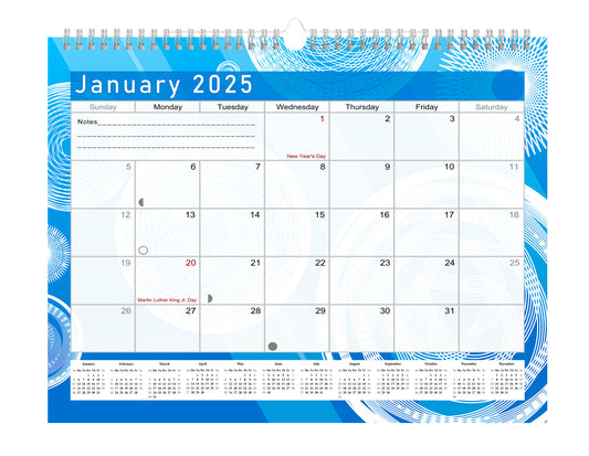 2024-2025 Monthly Spiral-Bound Wall / Desk Calendar - Desktop / Wall Blotter Calendar / Planner - (Edition #02)
