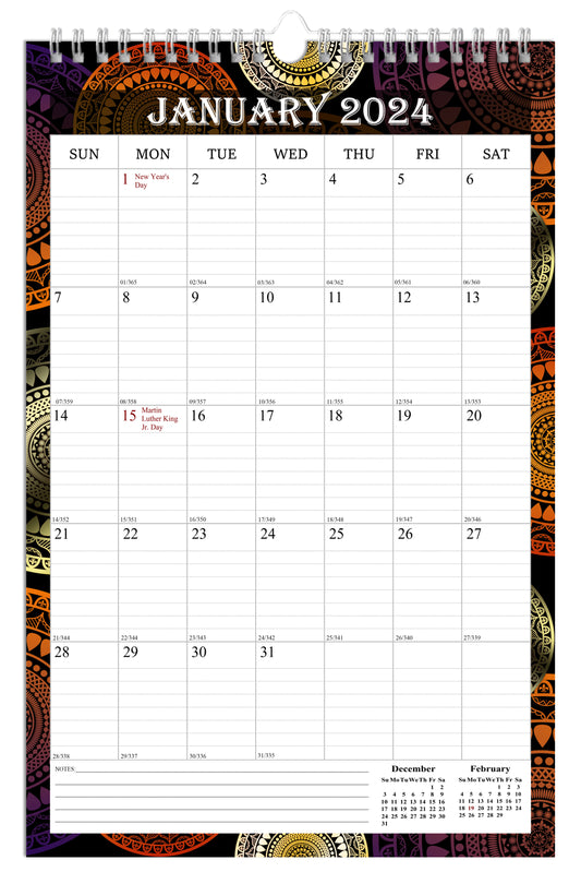 2024 Wall Calendar Spiral-Bound Twin-Wire Binding - 12 Months  09
