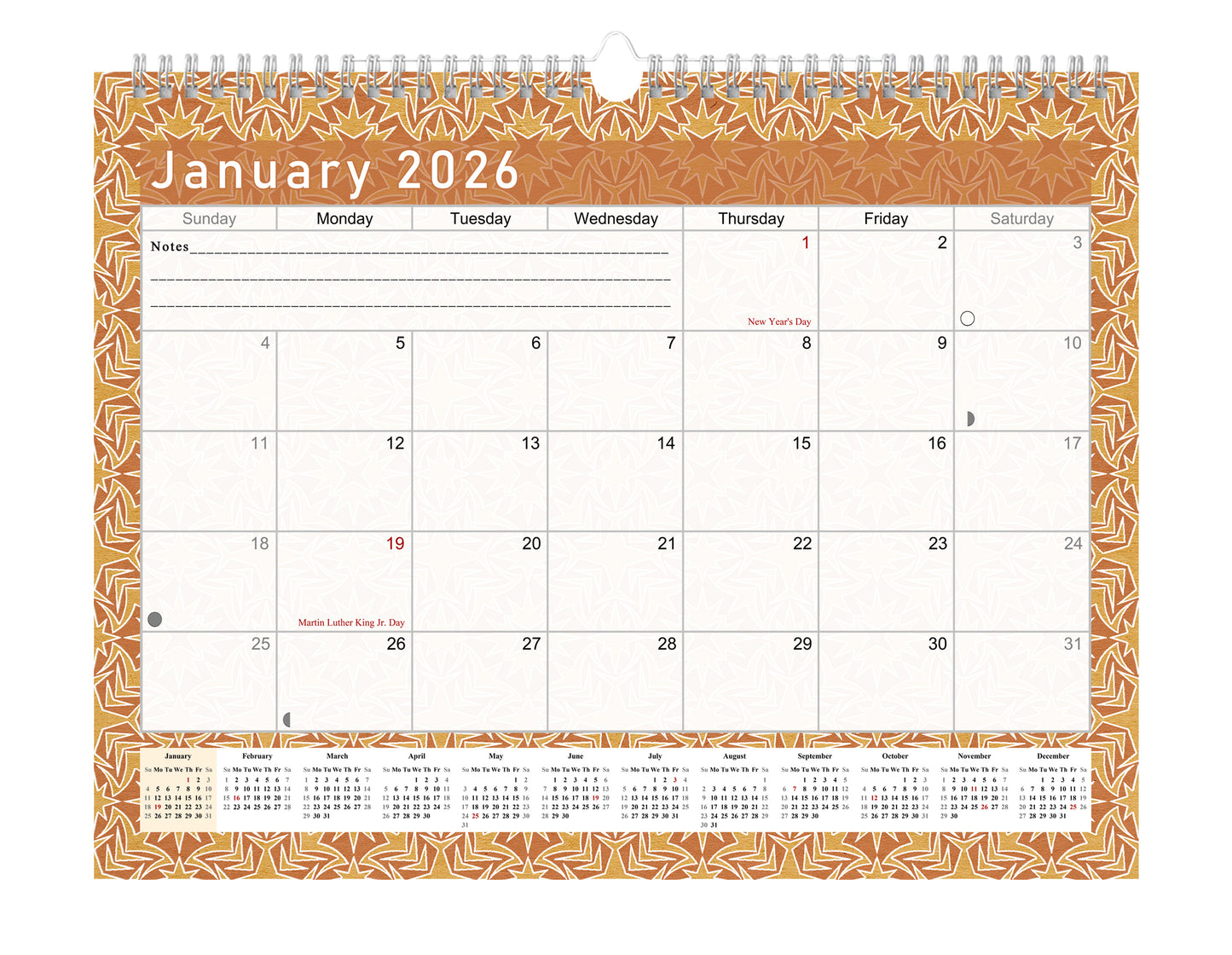 2025-2026 Monthly Spiral-Bound Wall / Desk Calendar - Desktop / Wall Blotter Calendar / Planner - (Edition #25)