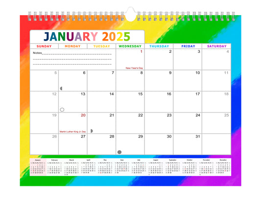 2024-2025 Monthly Spiral-Bound Wall / Desk Calendar - Desktop / Wall Blotter Calendar / Planner - (Edition #28)
