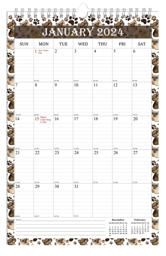 2024 Wall Calendar Spiral-Bound Twin-Wire Binding - 12 Months  17