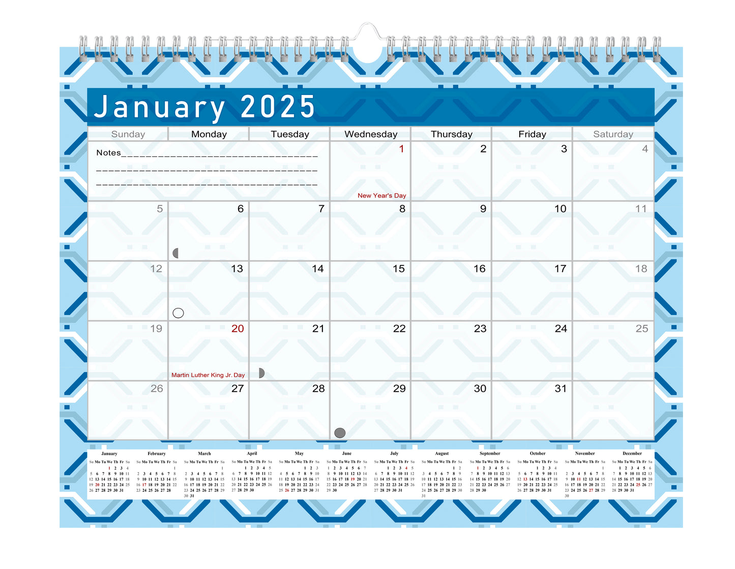 2024-2025 Monthly Spiral-Bound Wall / Desk Calendar - Desktop / Wall Blotter Calendar / Planner - (Edition #04)