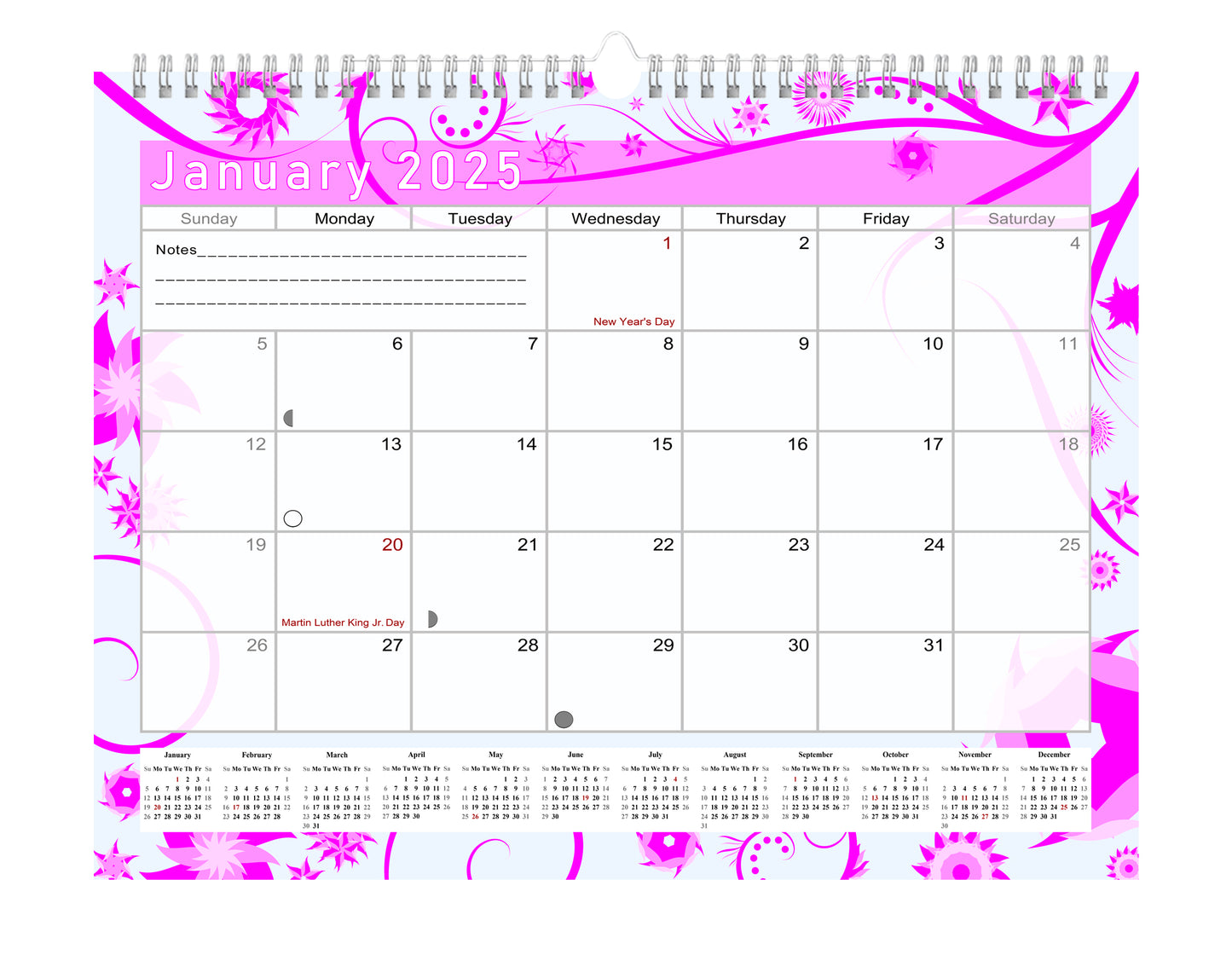 2024-2025 Monthly Spiral-Bound Wall / Desk Calendar - Desktop / Wall Blotter Calendar / Planner - (Edition #10)