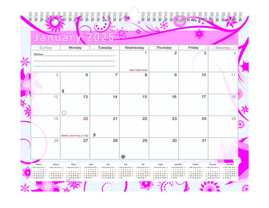 2024-2025 Monthly Spiral-Bound Wall / Desk Calendar - Desktop / Wall Blotter Calendar / Planner - (Edition #10)