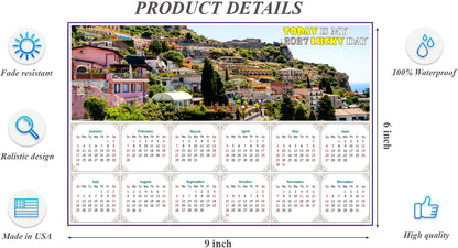 2027 Peel & Stick Calendar - Today is my Lucky Day - Removable - Italy - Taormina (9"x 6")