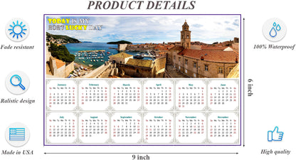 2027 Peel & Stick Calendar - Today is my Lucky Day - Removable - Old city Dubrovnik (9"x 6")
