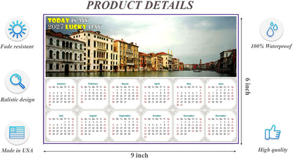 2027 Peel & Stick Calendar - Today is my Lucky Day - Removable - Venice Grand Canal (9"x 6")