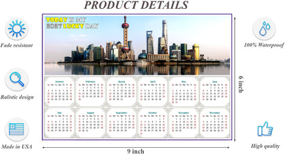 2027 Peel & Stick Calendar - Today is my Lucky Day - Removable - Shanghai (9"x 6")