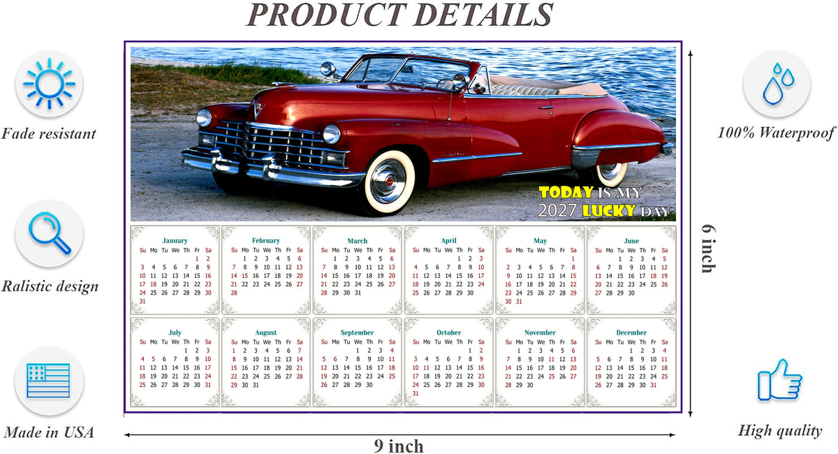 2027 Peel & Stick Calendar - Today is my Lucky Day - Removable, Repositionable - 044 (9"x 6")
