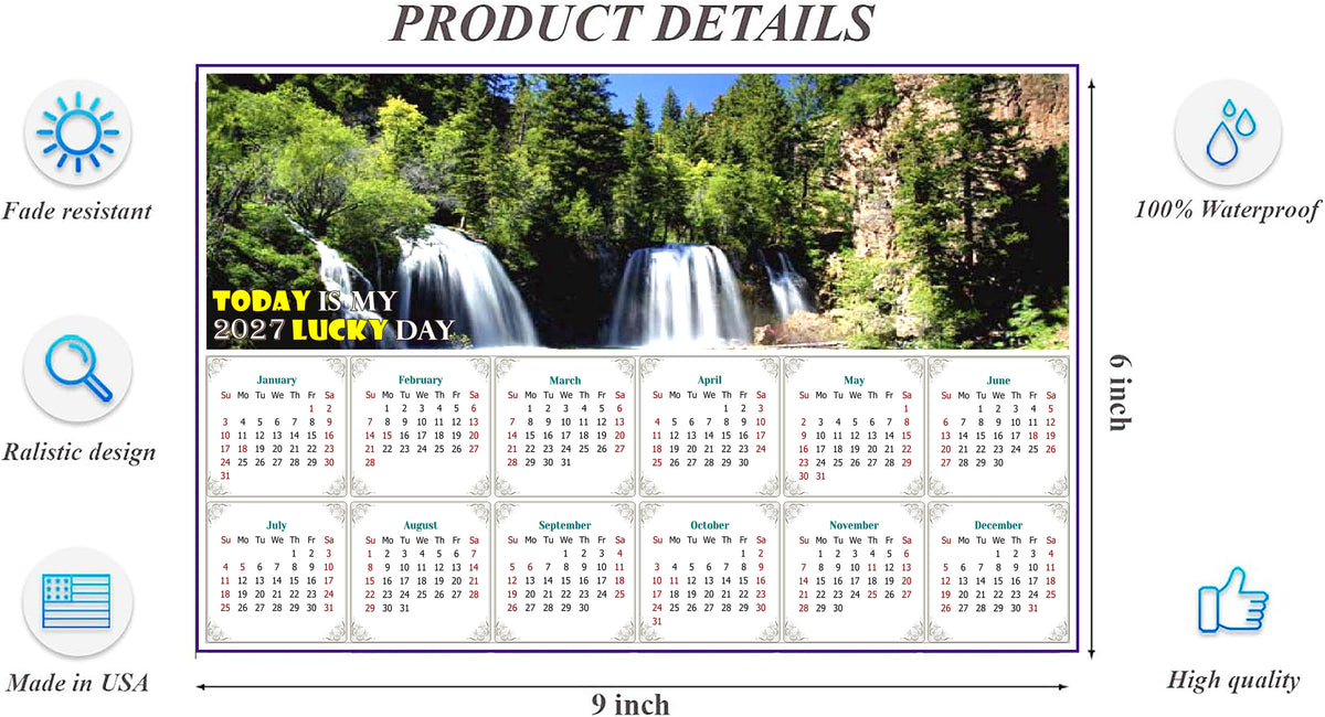 2027 Peel & Stick Calendar - Today is my Lucky Day - Removable, Repositionable - 030 (9"x 6")