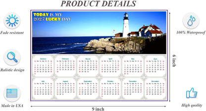 2027 Peel & Stick Calendar - Today is my Lucky Day - Removable -  Portland lighthouse (9"x 6")