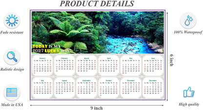 2027 Peel & Stick Calendar - Today is my Lucky Day - Removable - Waipoua Kauri Reserve (9"x 6")