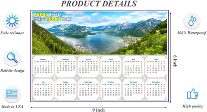 2027 Peel & Stick Calendar - Today is my Lucky Day - Removable - Hallstatt mountain (9"x 6")