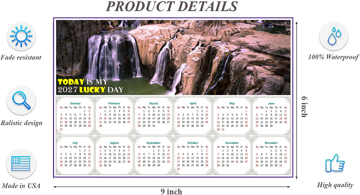 2027 Peel & Stick Calendar - Today is my Lucky Day - Removable, Repositionable - 031 (9"x 6")
