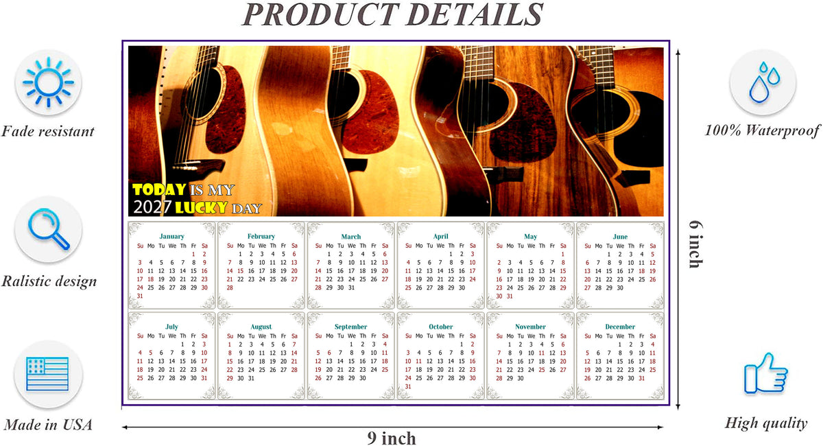 2027 Peel & Stick Calendar - Today is my Lucky Day - Removable, Repositionable - 043 (9"x 6")