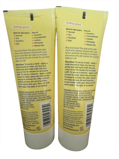 Energize Jelly Facial Mask and Cleanser, Essential Oils with Yuzu Lemon, 3 fl oz,