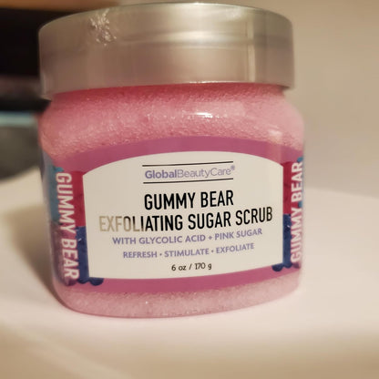 Gummy Bear Exfoliating Sugar Scrub with Glycolic Acid + Pink Sugar, Gummy Bear
