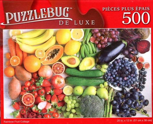 Rainbow Fruit Collage - 500 Pieces Deluxe Jigsaw Puzzle