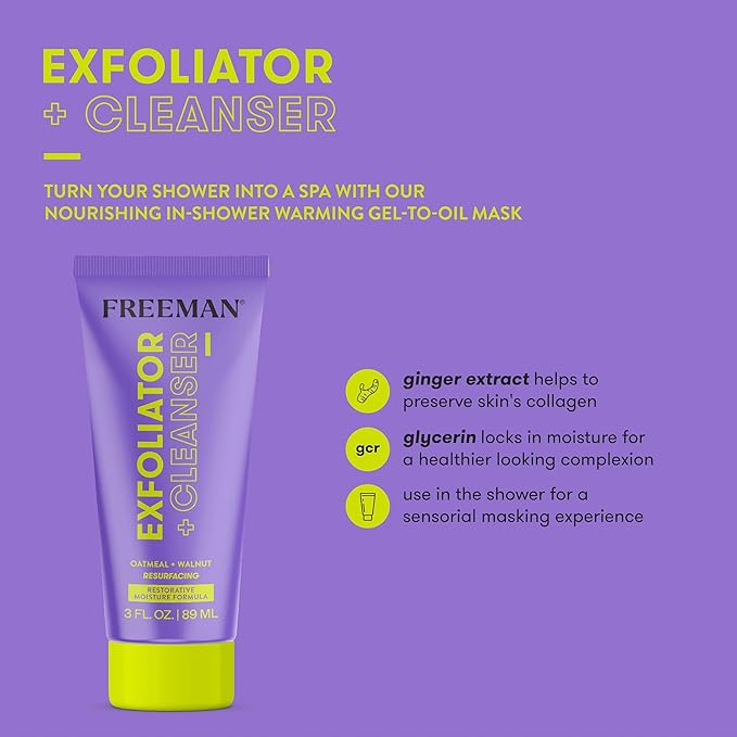 Freeman Exfoliator + Cleanser, Exfoliating Face Wash Infused With Oatmeal