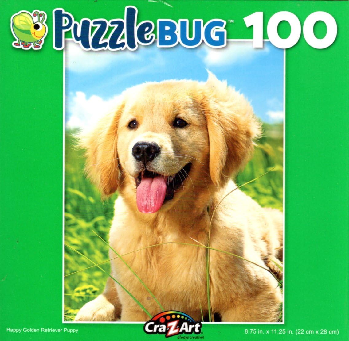 Happy Golden Retriever Puppy - 100 Pieces Jigsaw Puzzle