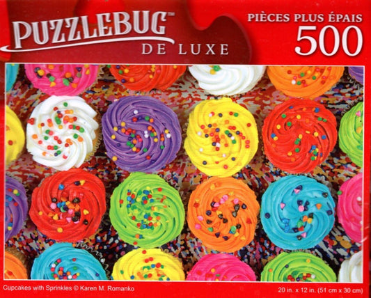Cupcakes with Sprinkles - 500 Pieces Deluxe Jigsaw Puzzle for Adults