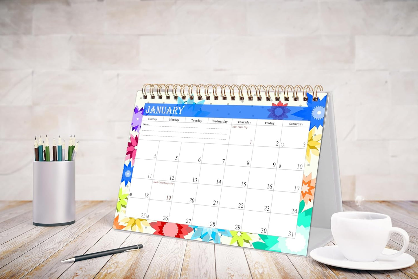2025-2026 18 Months Standing Flip Desk Calendar Desktop Planner with To-Do List & Notes 01