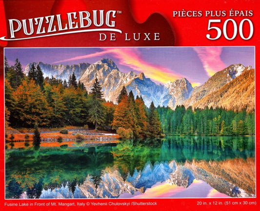 Fusine Lake in Front of Mt. Mangart, Italy - 500 Pieces Deluxe Jigsaw Puzzle