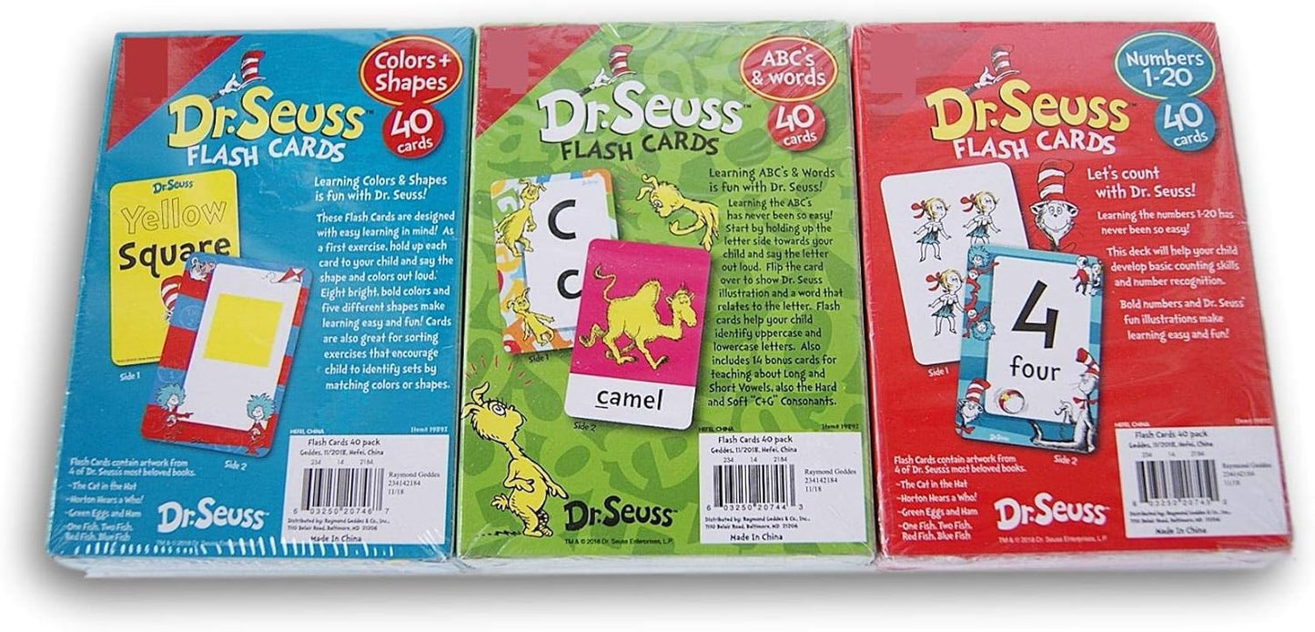 Dr. Seuss Learning Flash Card Set - ABCs & Words, Colors & Shapes, and Numbers