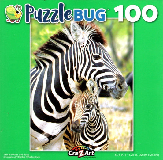 Zebra Mother and Baby - 100 Pieces Jigsaw Puzzle