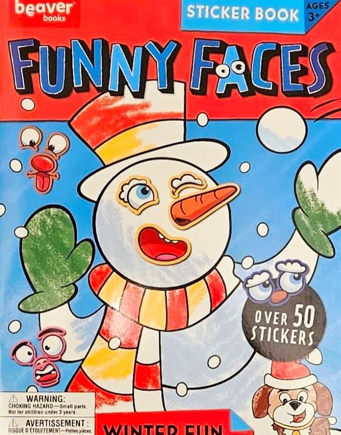 Christmas Funny Faces Sticker Book - "Winter Fun" - Children Book