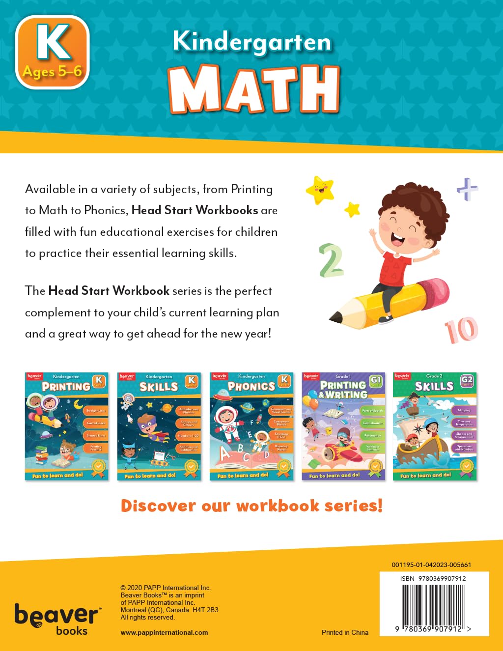 Head Start Math Workbooks: Ages 5-6 - Kindergarten Prep with Sticker Sheet