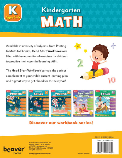 Head Start Math Workbooks: Ages 5-6 - Kindergarten Prep with Sticker Sheet