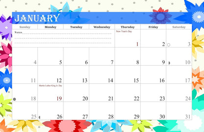 2026-12 Months Desk Calendar Desktop Planner with To-Do List & Notes 01