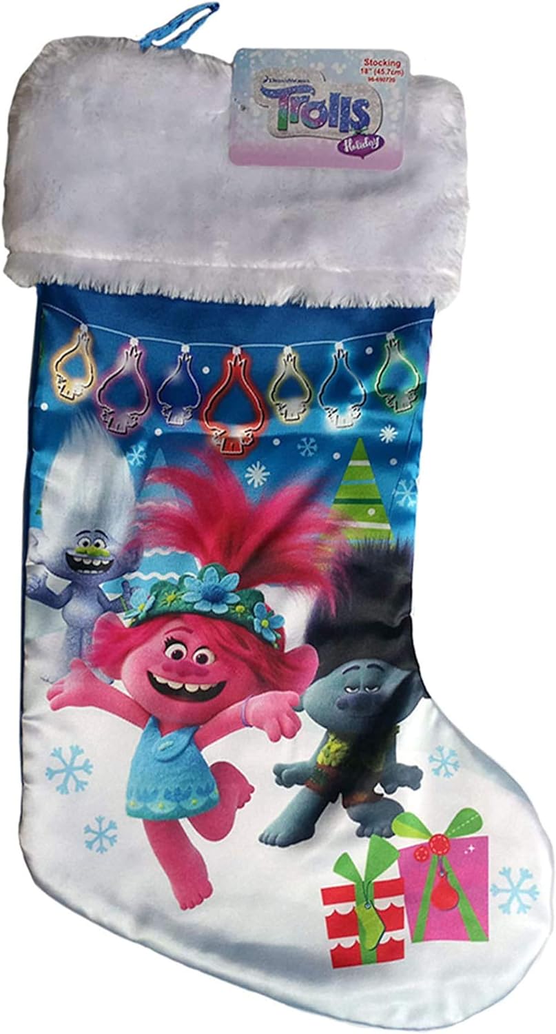 Trolls Holiday Christmas Satin Stocking with Plush Cuff 18 inch (9842)