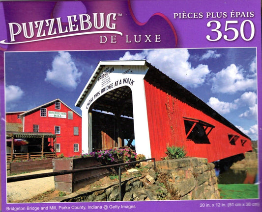 Bridgeton Bridge and Mill, Parke County, Indiana - 350 Pieces Deluxe Jigsaw Puzzle