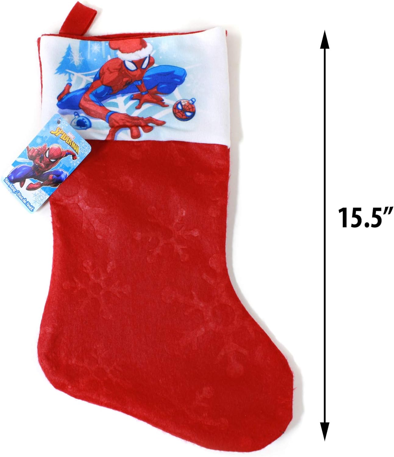 Spider-Man Kids Felt Embossed Christmas Stocking 15.5 Inch Holiday Decor
