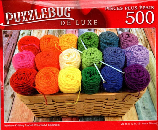 Rainbow Knitting Basket - 500 Pieces Deluxe Jigsaw Puzzle